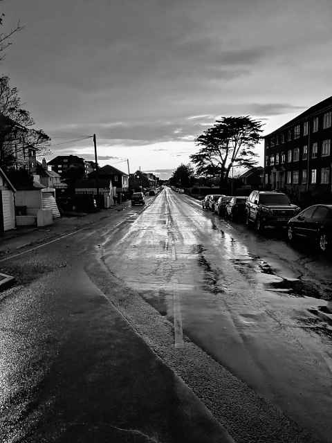 Night time shot of South Road in Hythe