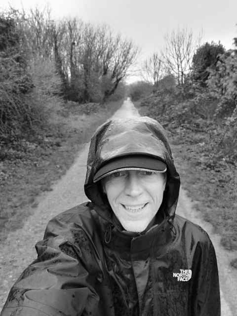selfie after running along the canal path in my coat