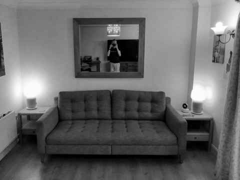 our new sofa and tables, with the ikea sonos lamps too, looking nice