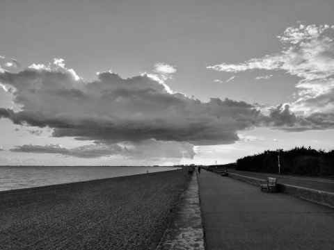 view west along Princes Parade at sunset