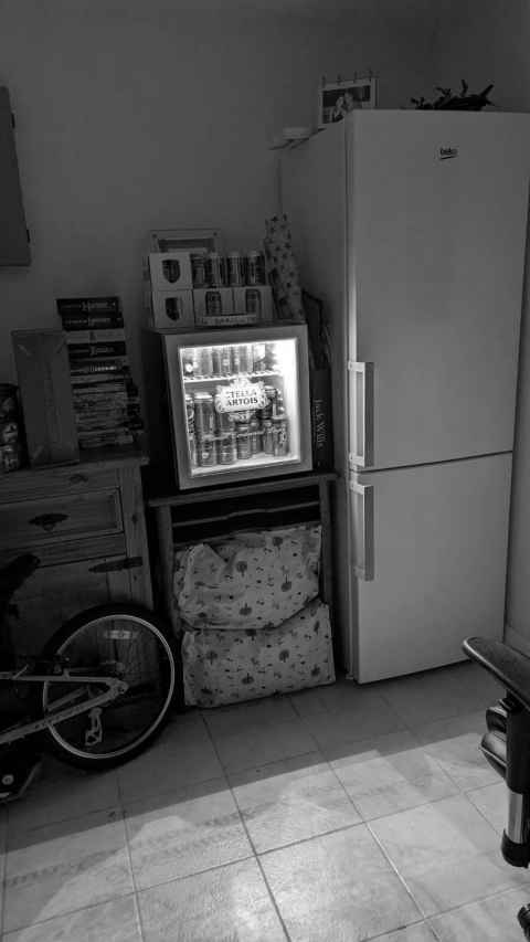 new lighting up fridge in the study