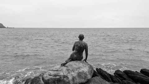 Mermaid statue at Folkestone Sunny Sands beach
