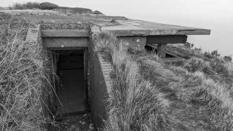 Looking down into a bunker