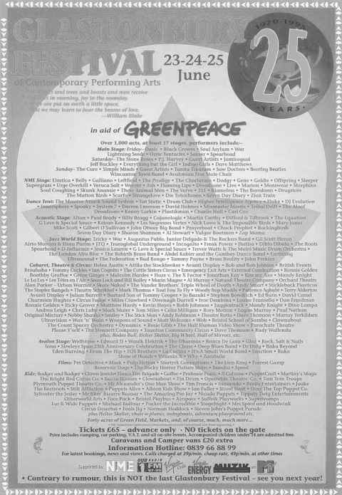 Glastonbury 1995 poster
