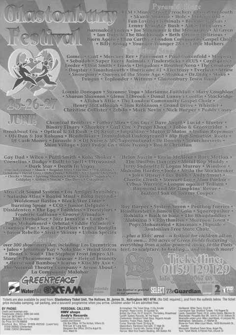 Glastonbury 1999 poster