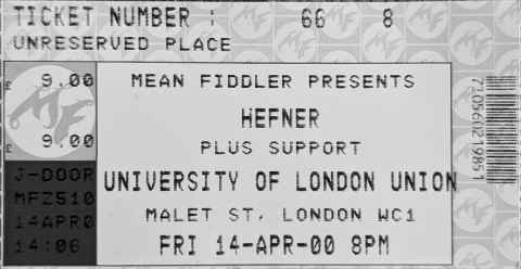 Hefner ticket from ULU, 2000