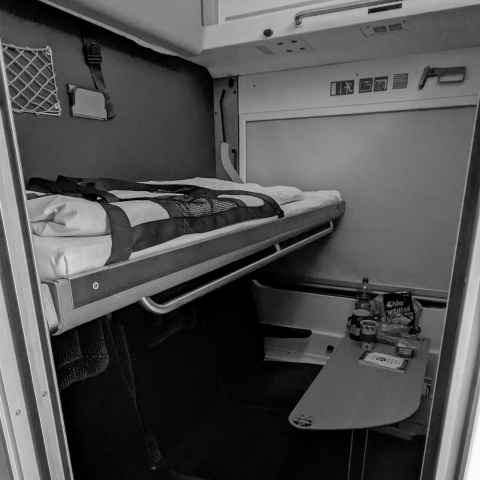yet another shot of the inside of my sleeper cabin, with the bunk folded down this time