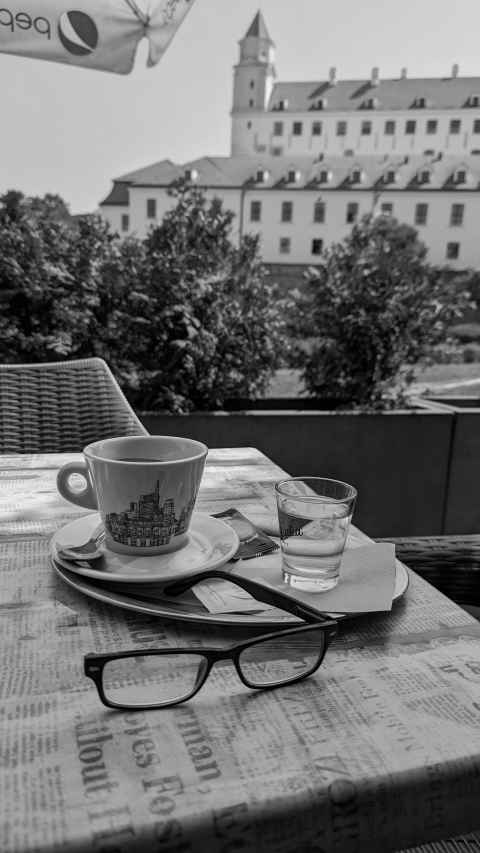 coffee in the shadow of Bratislava Castle
