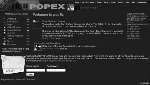 Front page of popex.com when this was a news story