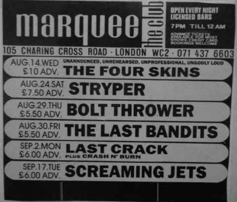 Marquee listings August 1990