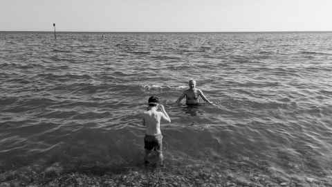 Us swimming in the sea at Seabrook, sort of