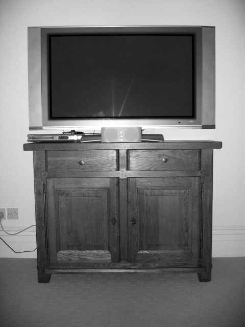 Our original plasma tv on the new John Lewis cabinet that we bought
