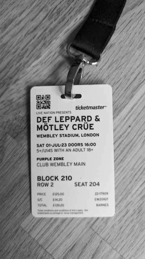 Motley Crue and Def Leppard souvenir ticket with seat number