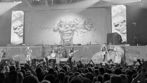 Iron Maiden on stage at Nottingham Arena