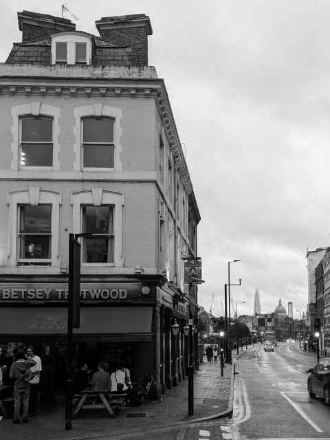 Betsey Trotwood, with The Shard in the background