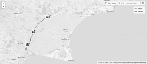 Map of our walk from Appledor to Rye