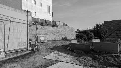 The crib wall on our estate, coming along