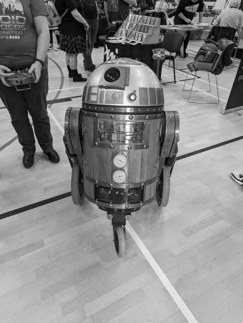 R2-S2 remote control steam punk style droid at Star Wars event in Hawkinge