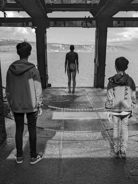 2 boys and an Anthony Gormley