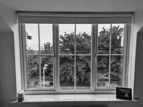 Bedroom window with new blackout rollerblind