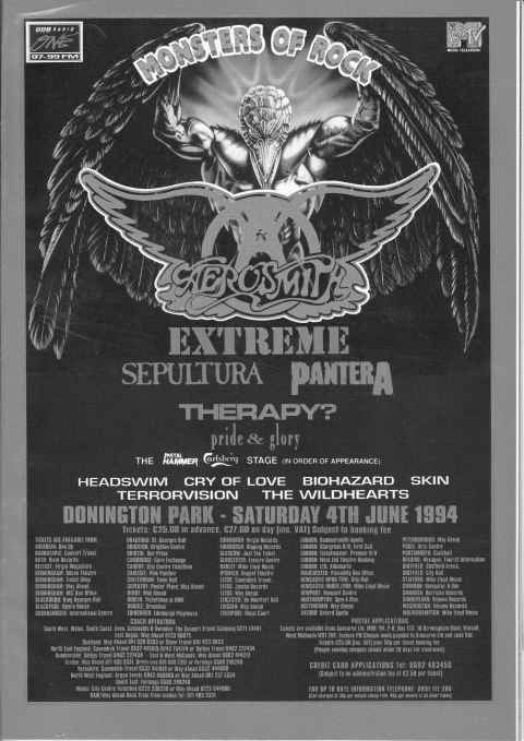 Monsters Of Rock 1994 advert / poster