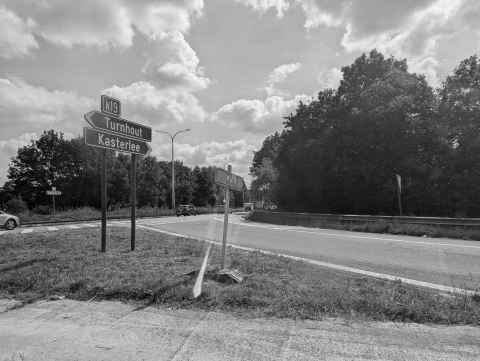 Sign to AC/DC parking near Turnhout