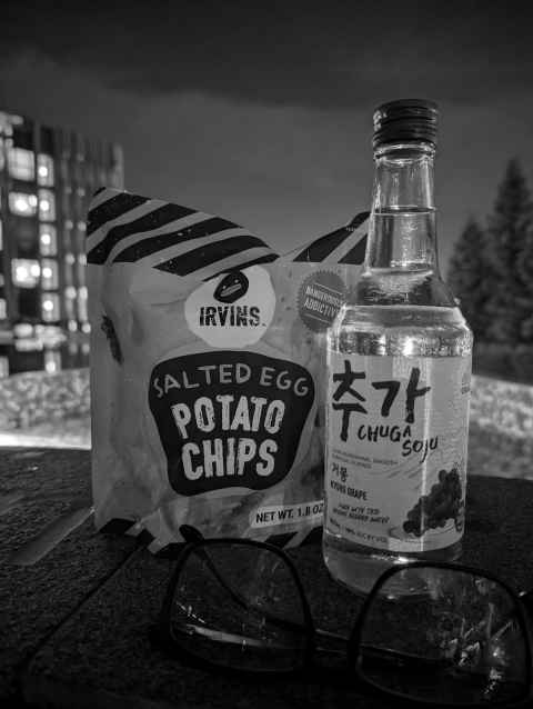 Salted Egg crisps and expensice Soju drink