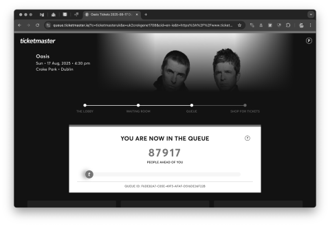 Screenshot of me in Oasis queue