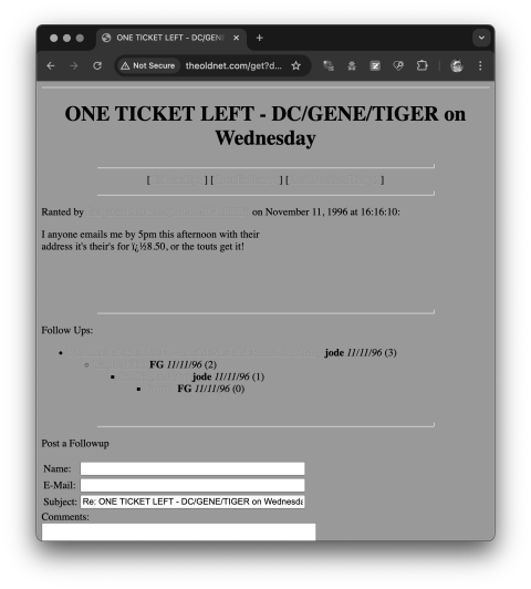 Screenshot of Angst on nme.com offering ticket and mentioning me