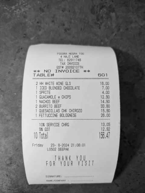 Receipt from Piedra Negra, Haji Lane