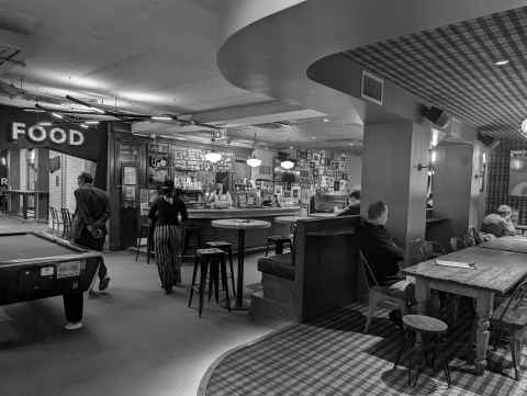 Quieter bar area in the hostel