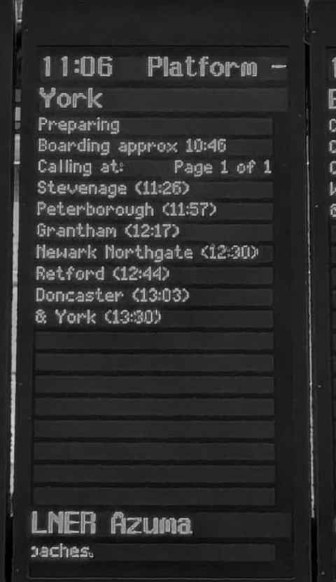Train timetable to York