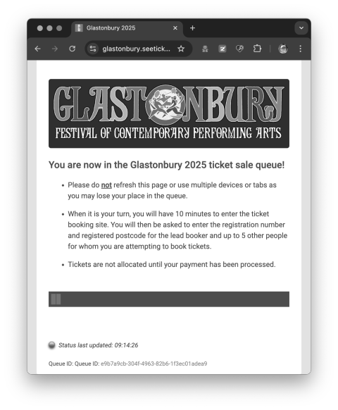 Glastonbury actual queue screenshot