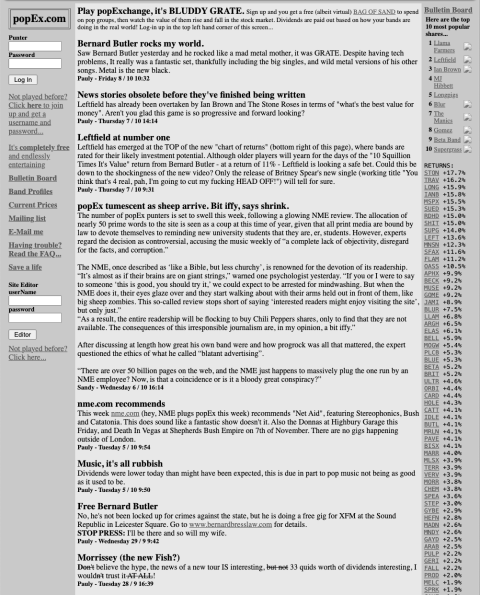 Oldest screenshot of popex from 1999