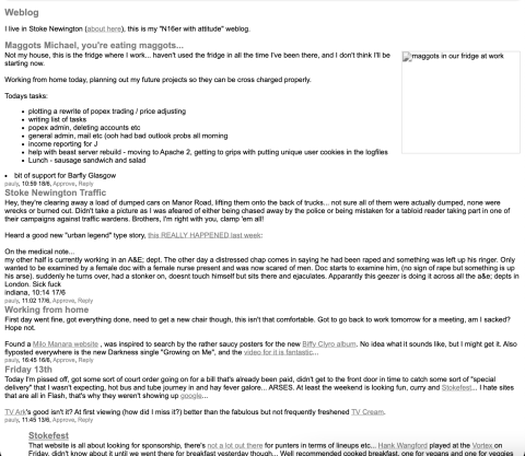 Oldest screenshot of the blog I can find on archive.org