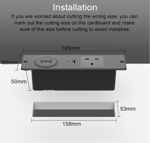 Recessed power point to embed in furniture