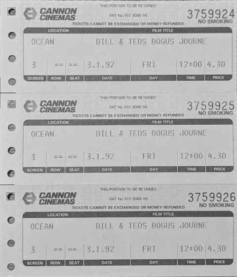 cinema tickets from 1992