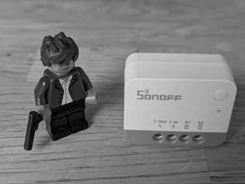 Sonof remote light switch and Lego man for scale