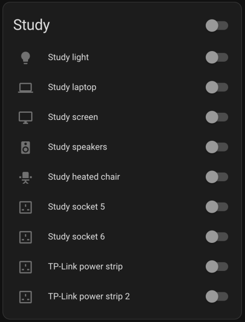 Home assistant panel for the study featuring my heated chair