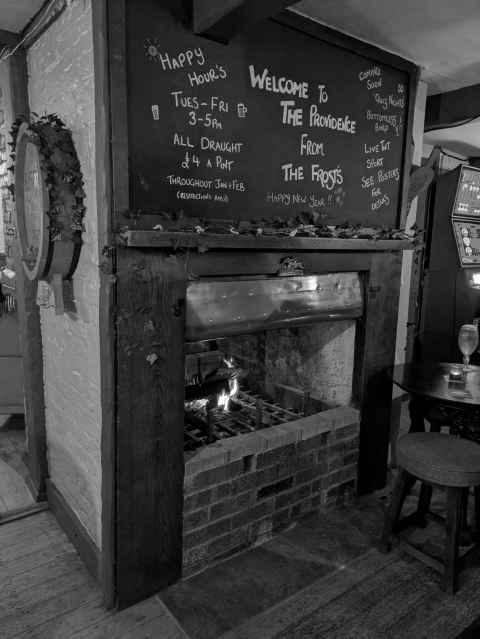 The fire in the Providence. Perhaps roaring is overstating it...