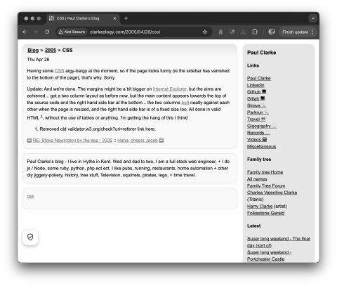 Screenshot of my post about css before I removed the css...
