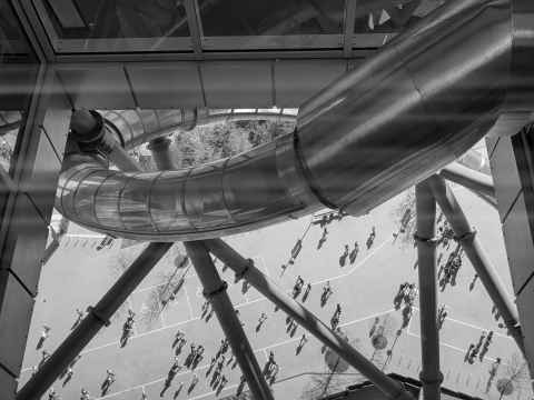 Looking down on the slide