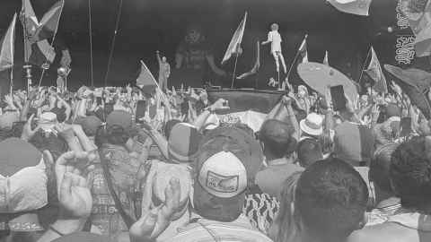 Kneecap on stage at Glastonbury