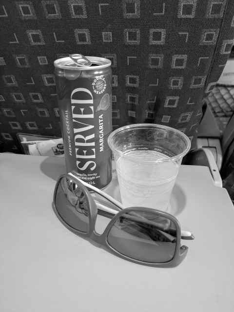 Canned cocktail on the plane