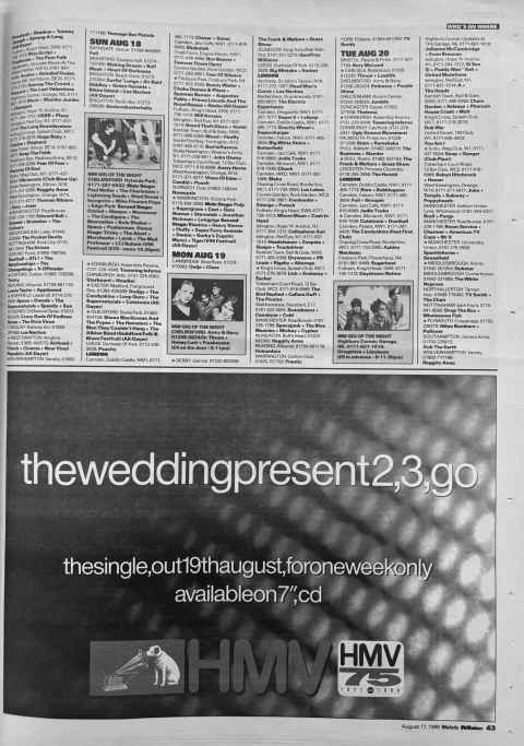 Melody Maker gig guide August 1996
