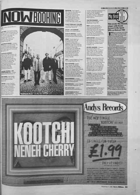 Melody Maker now booking page with interview with The Vessel