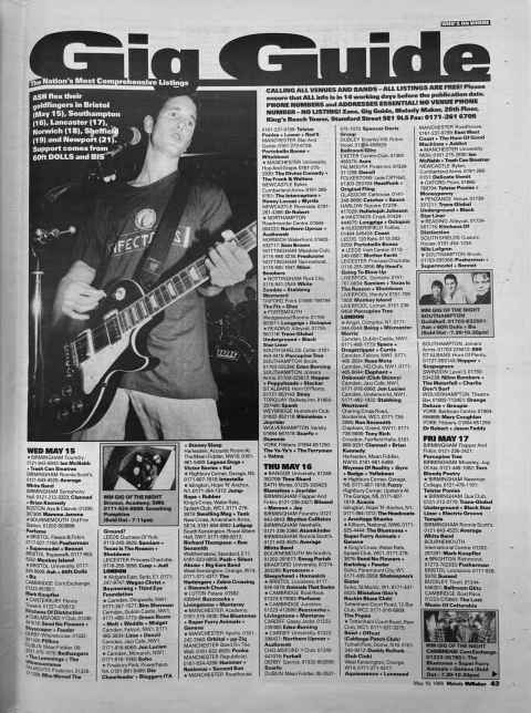 Melody Maker gig guide May 96