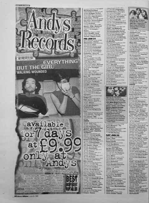 Melody Maker gig guide June 1996