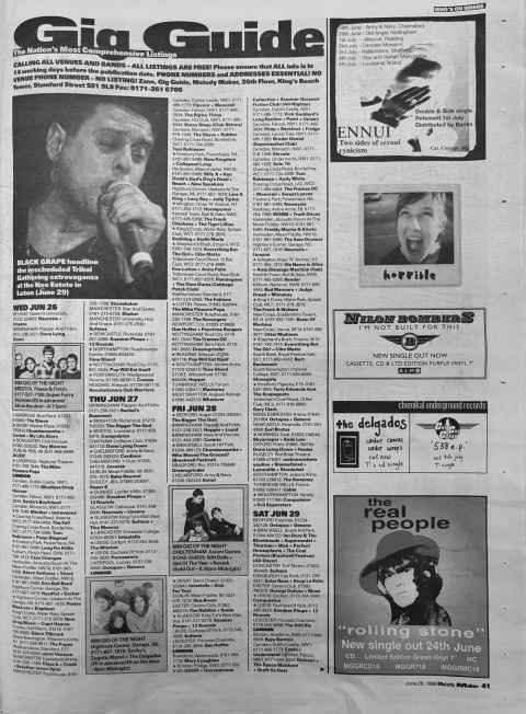 Melody Maker gig guide June 1996