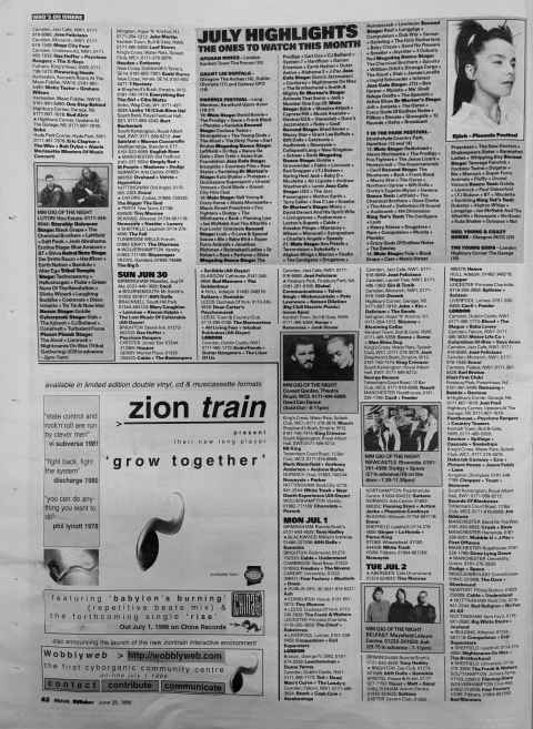 Melody Maker gig guide June 96
